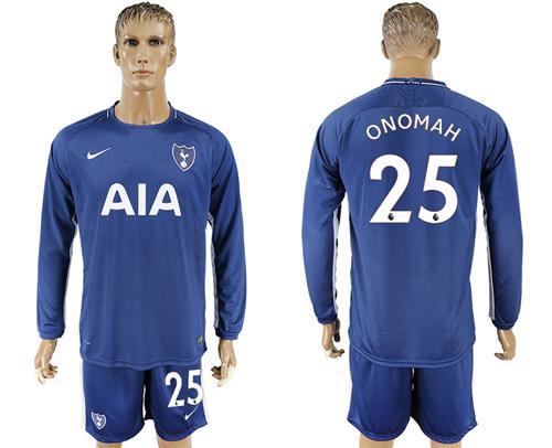 Tottenham Hotspur #25 Onomah Away Long Sleeves Soccer Club Jersey